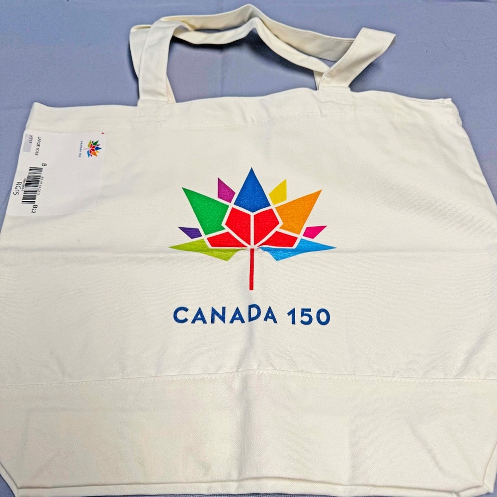 TOTE BAG, CANADA 150, BRIGHT COLOURS, 18 ⅜ W x 14 ½ H x 4 ⅛  inches, COTTON CANV
